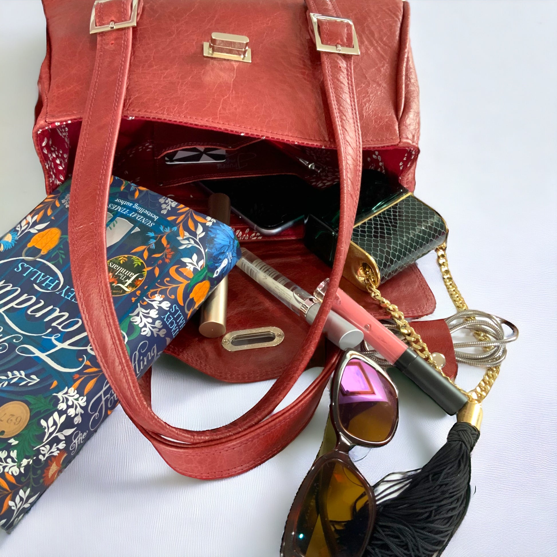 Rachel | Red Leather Shoulder Bag | Handcrafted with Distressed Leather image 8