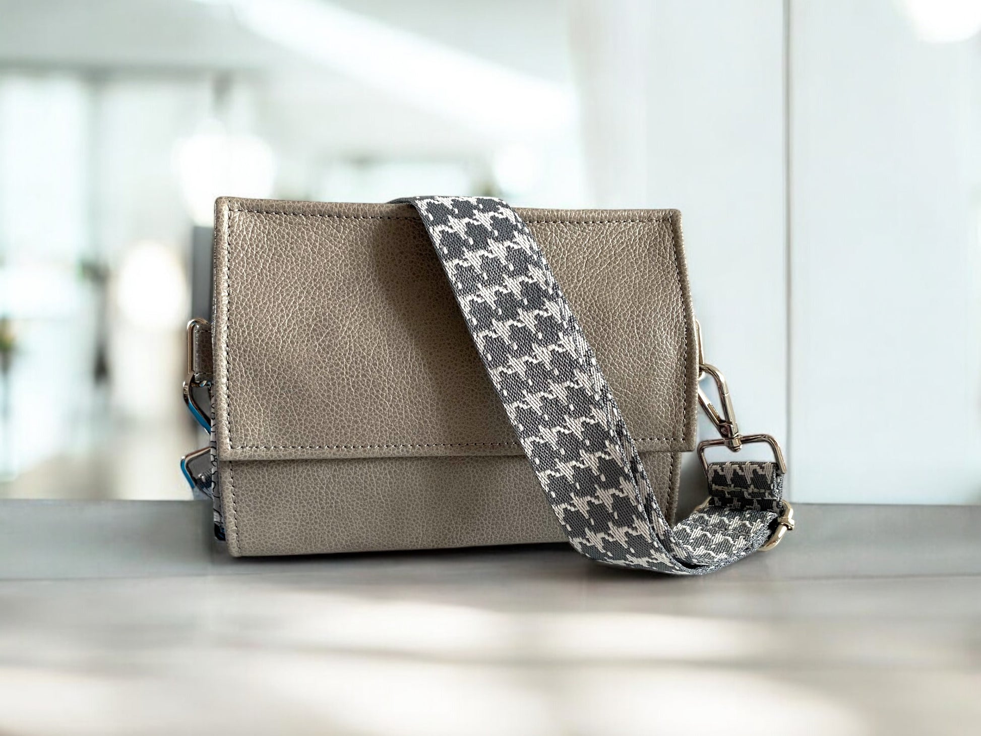 Lucy | Grey Leather Crossbody Clutch Bag | Handcrafted, Versatile & Sustainable image 2