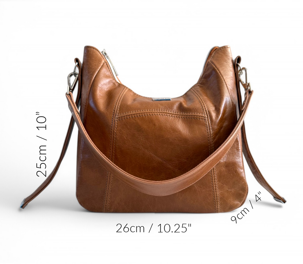 Aurora | Tan Leather Shoulder Bag | Simple Eco Style image 10