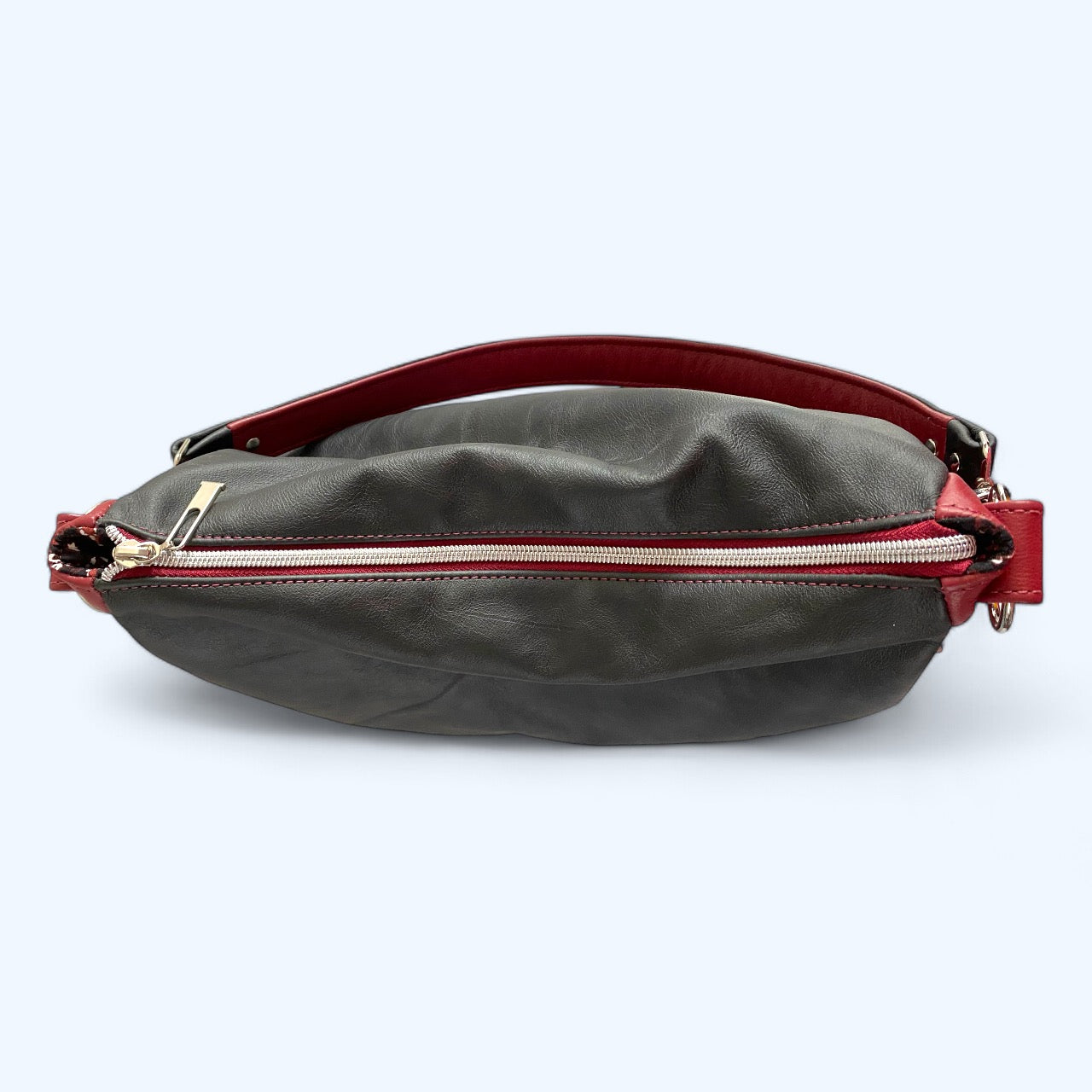 Paulette | Black and Red Leather Shoulder Bag | Handcrafted from Rescued Leather image 6