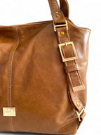Moonwake | Tan Brown Leather Slouch Tote Bag image 5