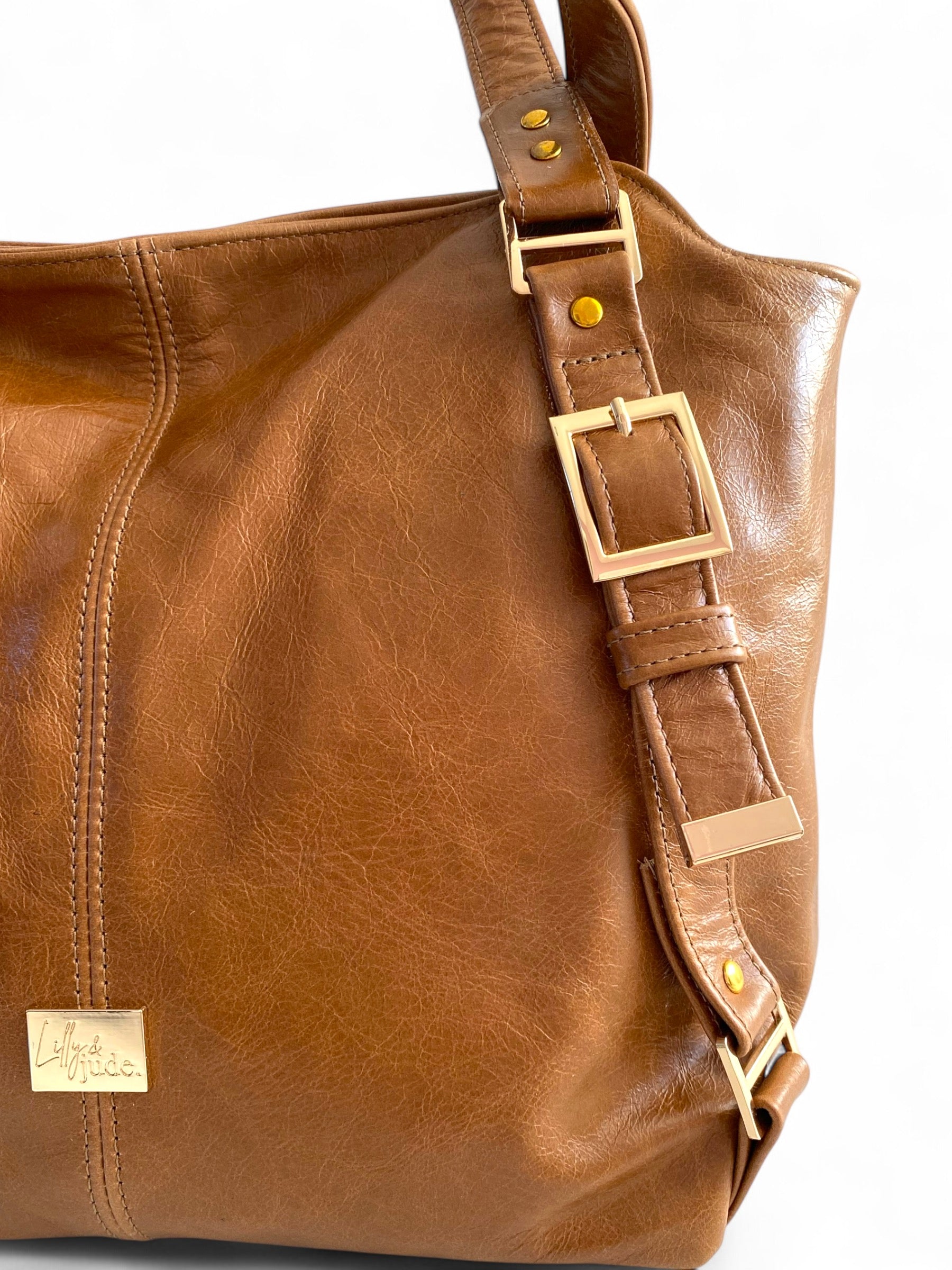 Moonwake | Tan Brown Leather Slouch Tote Bag image 5