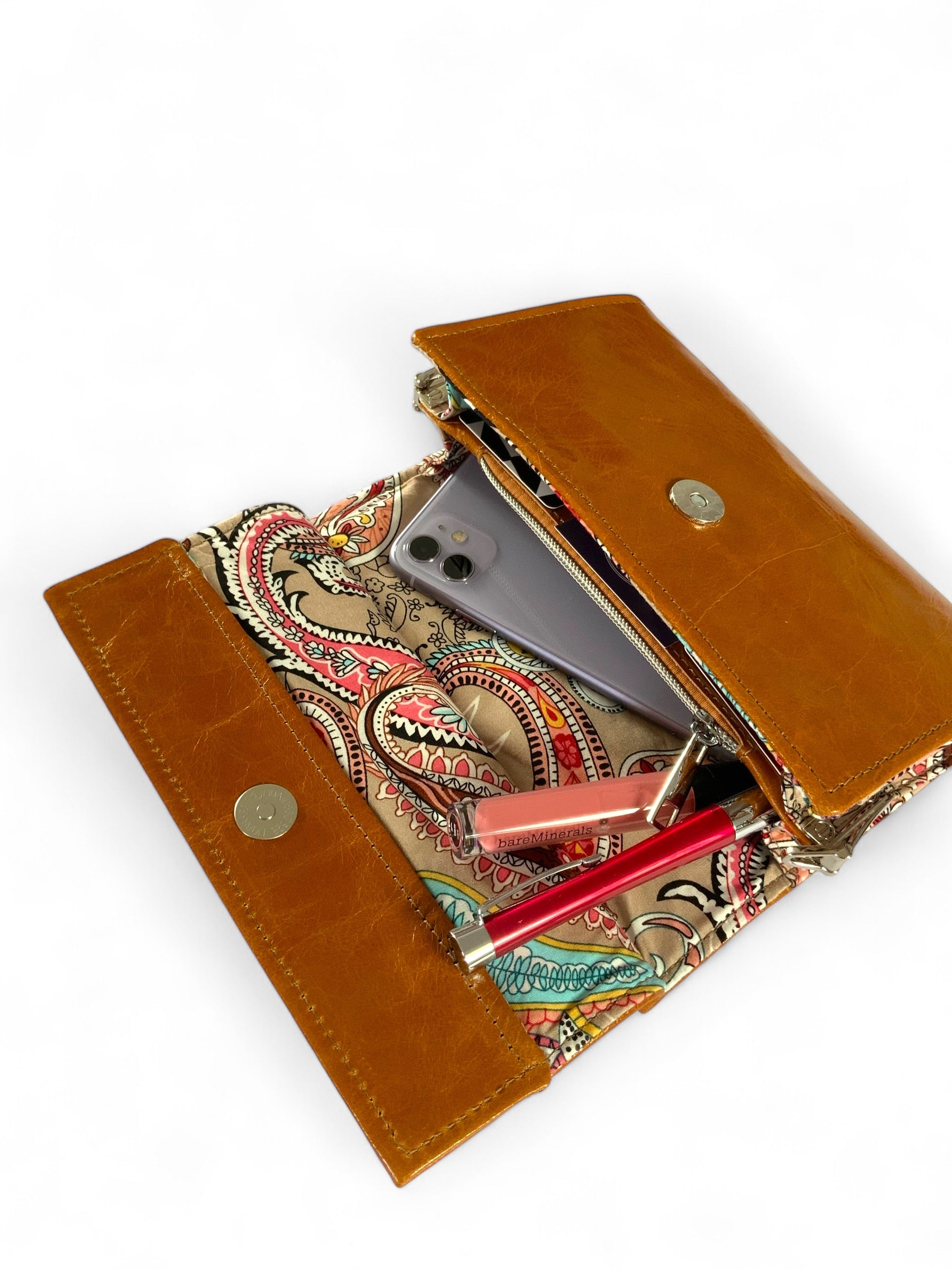 Lucy | Tan Leather Crossbody Clutch Bag | Handcrafted with Integrated Purse image 7