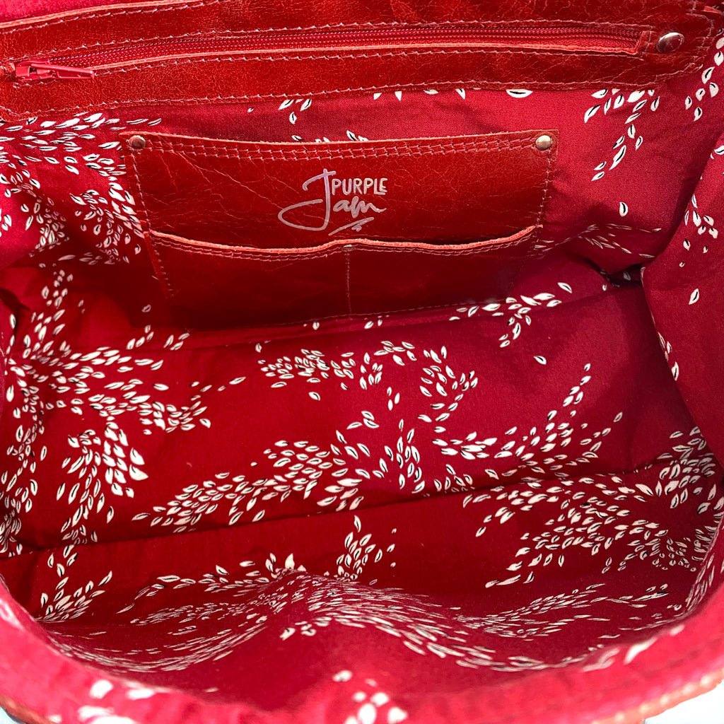 Rachel | Red Leather Shoulder Bag | Handcrafted with Distressed Leather image 6