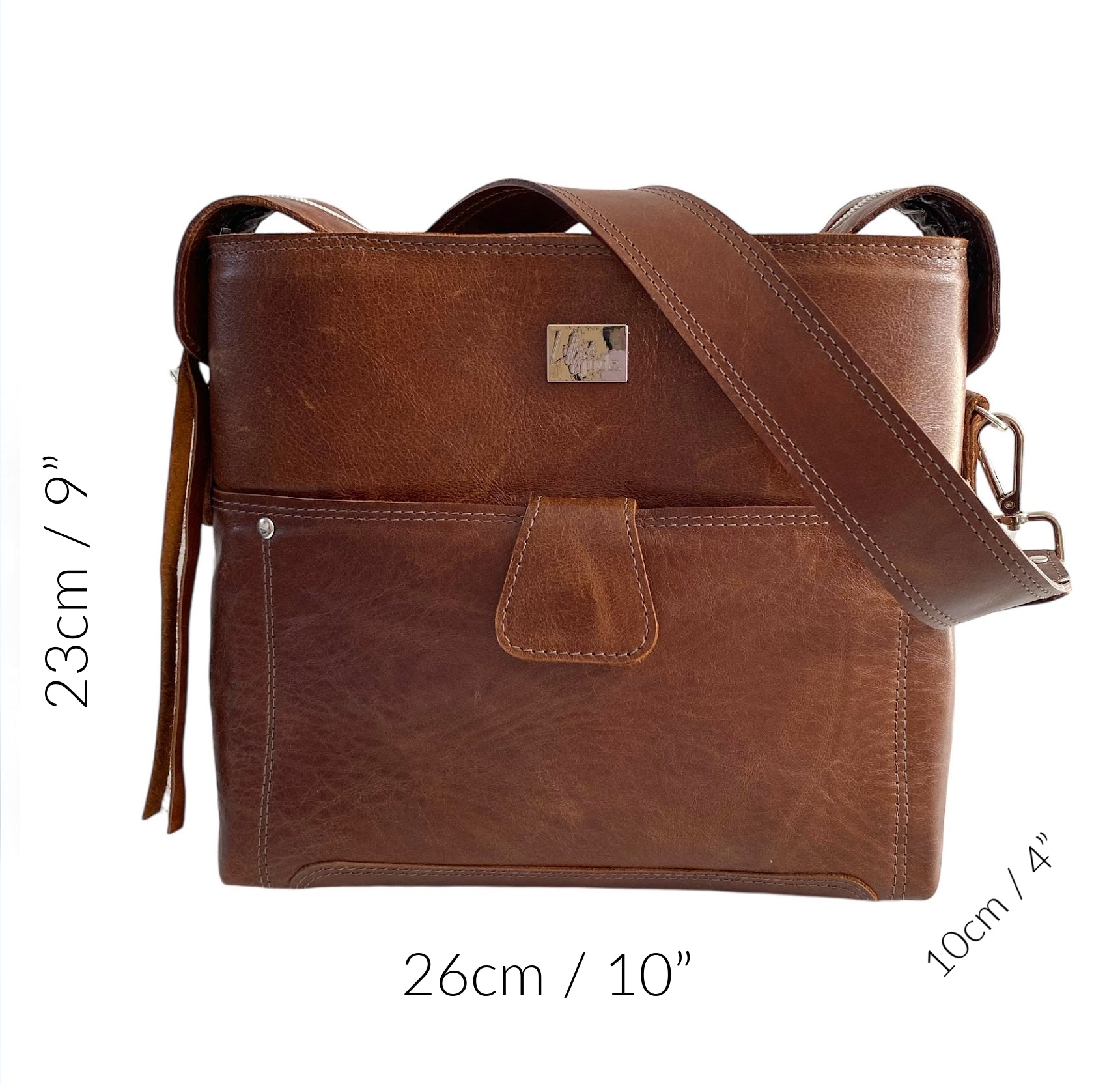 Swift Grande | Chestnut Brown Leather Shoulder Bag | Handcrafted Handbag image 11