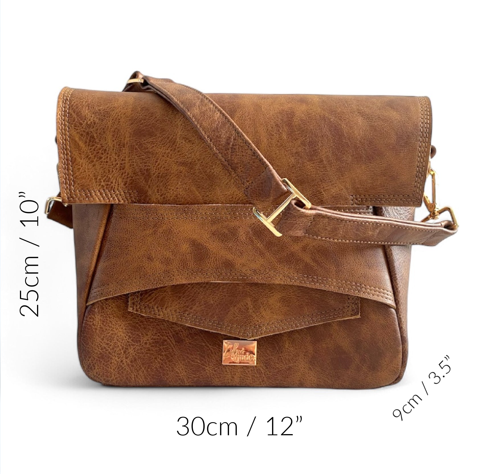 Emmie | Whiskey Brown Leather Shoulder Bag | Handcrafted from Rescued Leather image 12